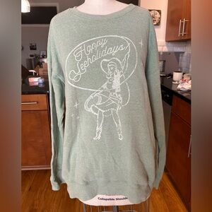 Sage Green Sweatshirt “Happy Yeeholidays”